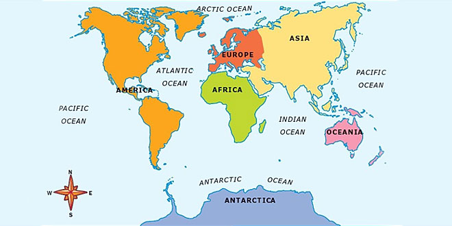 Major oceans of the world