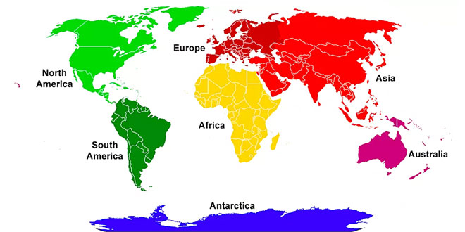 Earth major continents