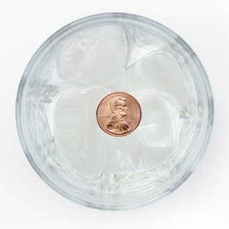 A coin in clean water