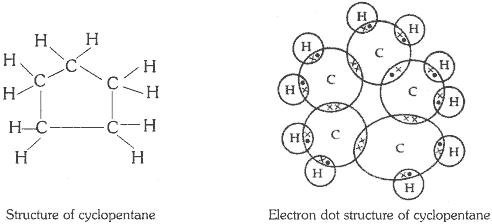 What will be the formula and electron dot structure of cyclopentane