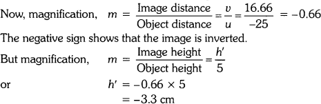 The positive value of v shows that the image is formed at the other side of the lens