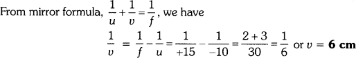 An object is placed at a distance of 10 cm from a convex mirror