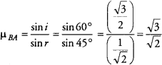 Refractive index of the medium B relative to medium A