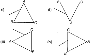 A prism ABC (with BC as base) is placed in different orientations