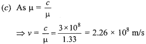 The refractive index of water is