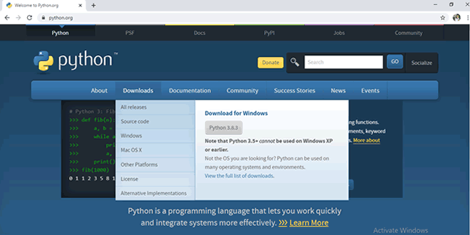 Download Python for windows